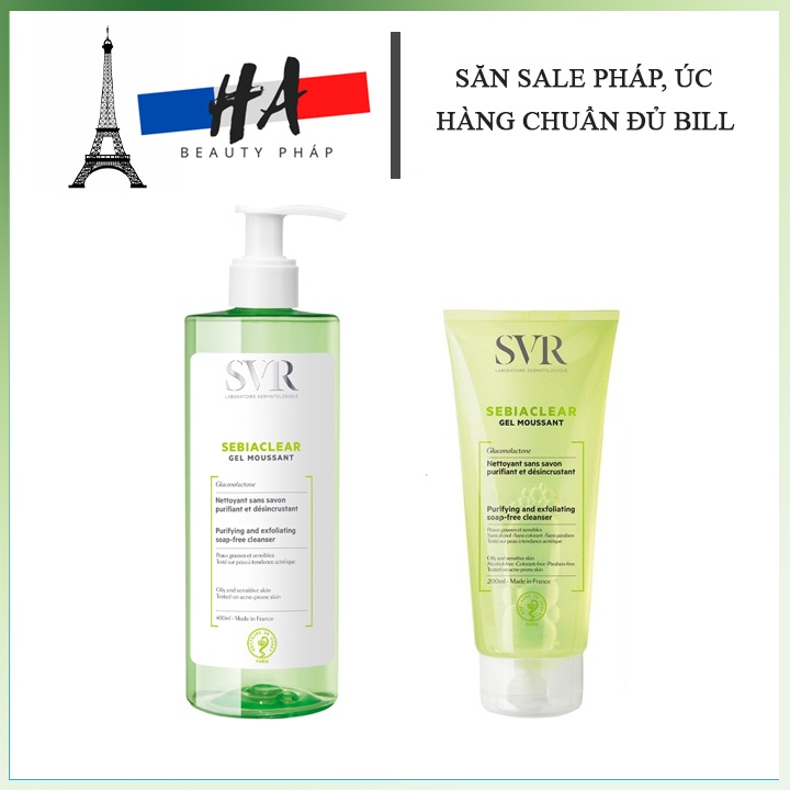 Sữa Rửa Mặt SVR Cho Da Dầu Mụn, Nhạy Cảm BẢN PHÁP Sebiaclear Gel Moussant  (Đủ Bill - Đủ Size)