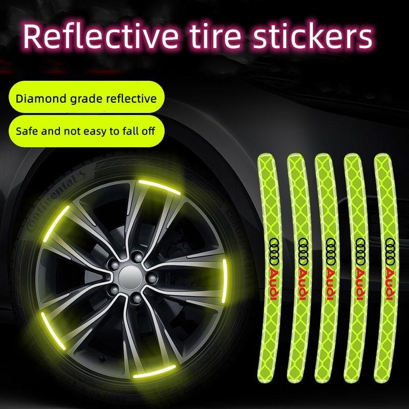 Bộ 20 Miếng Dán Phản Quang Trang Trí Bánh Xe Hơi BMW Toyota Honda Nissan Suzuki Ford