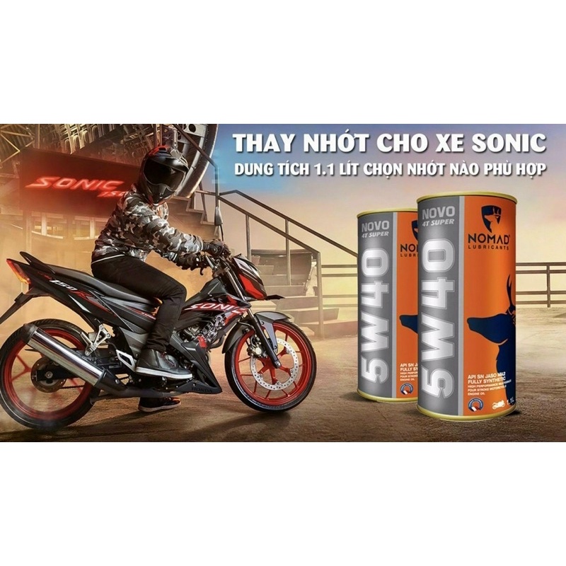 Dầu nhớt tổng hợp toàn phần NOMAD 1.1L API SN- JASO MA2 10W40 nhớt xe máy NK Thái Lan