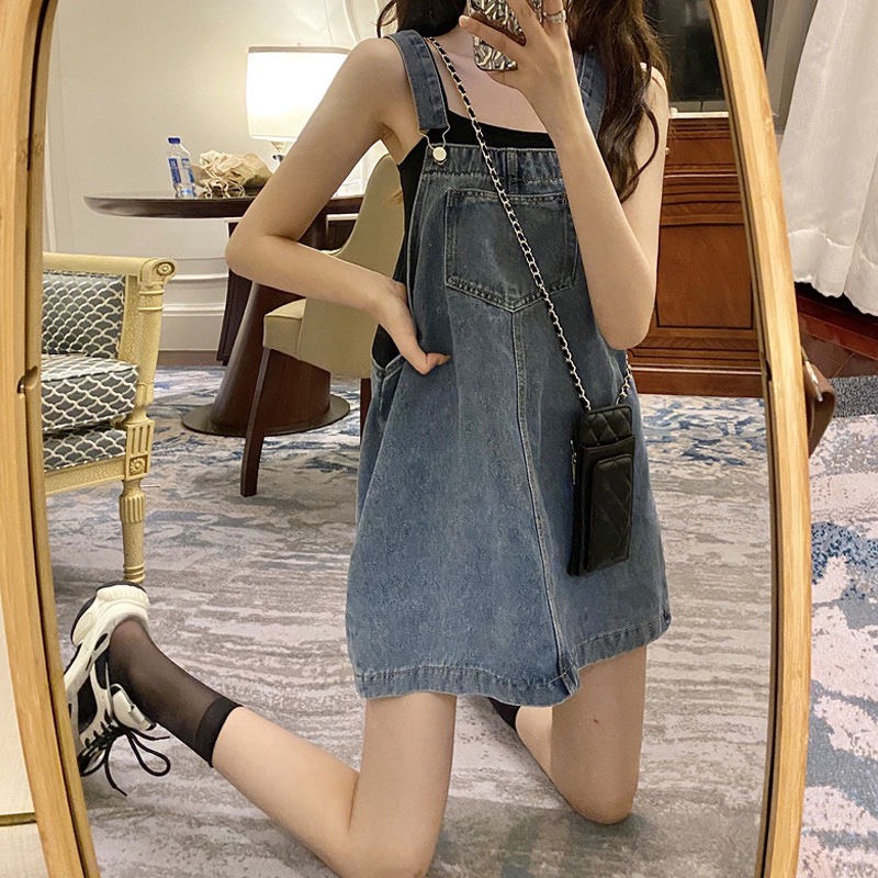 Yếm JEANS form suông rộng rãi cực kỳ thoải mái che khuyết điểm bụng