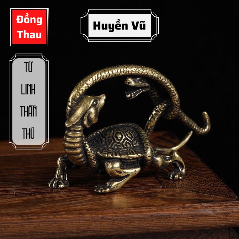 Tượng Nhỏ Phong Thủy Bằng Đồng Kiểu Dáng Tứ Đại Thần Thú, Đem Lại May Mắn, Trưng Bày