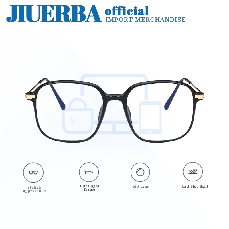 JIUERBA Mắt Kính Gọng Lớn Chống Bức Xạ Phong Cách Retro Thời Trang Cho Nam Nữ
