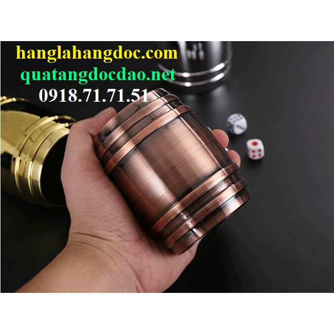 Bộ lắc xí ngầu  cao cấp & sang trọng hình thùng rượu, tặng 05 viên xí ngầu