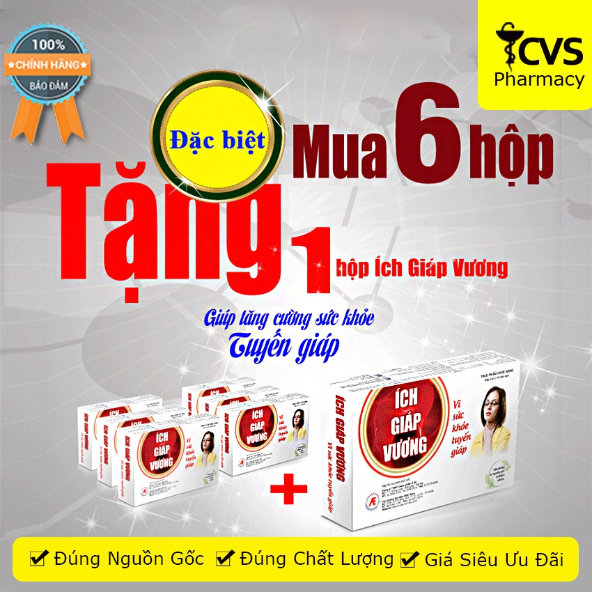 [COMBO 7 HỘP] Ích Giáp Vương (Mua 6 tặng ngay 1) –Viên Uống Tăng Cường Sức Khỏe Tuyến Giáp (1 Hộp 30 Viên) - cvspharmacy