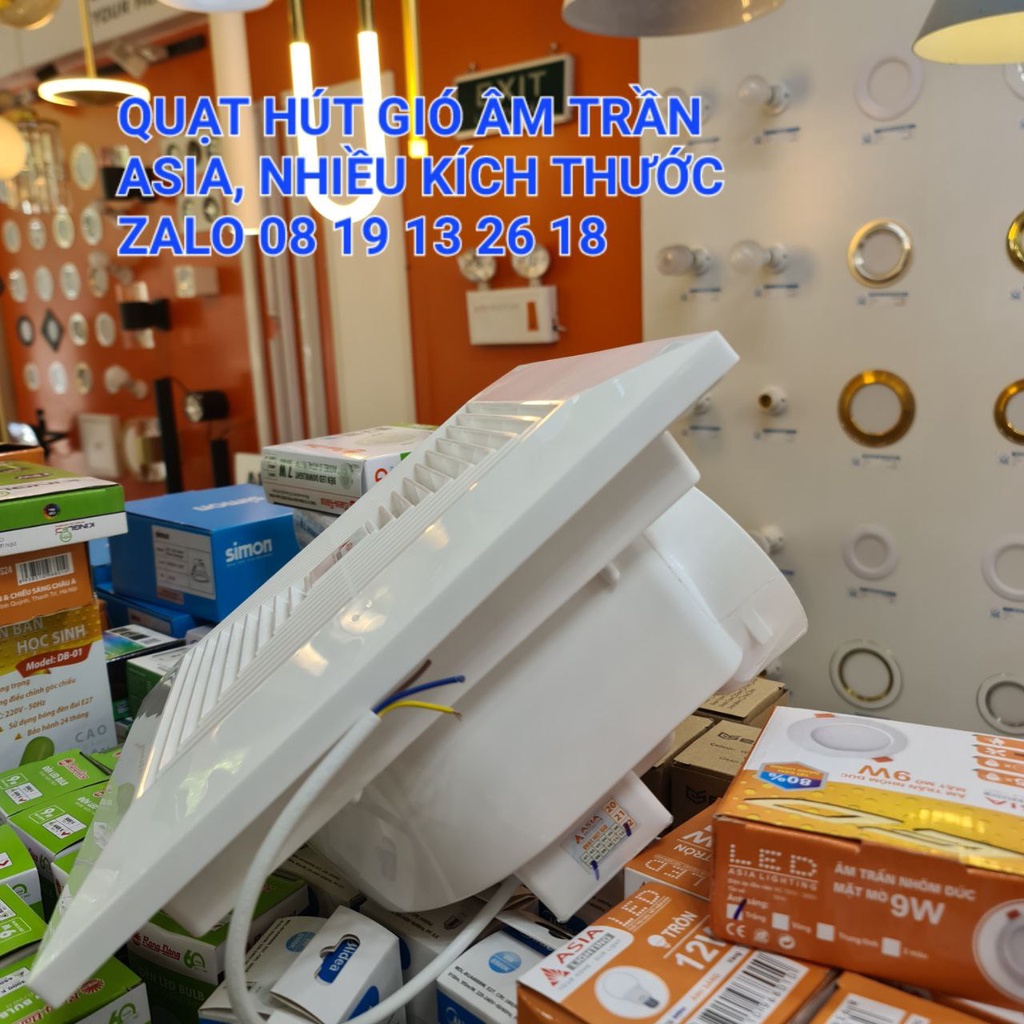 Quạt hút gió Âm Trần nhà tắm wc Asia, nhiều kích thước, màu trắng, nhựa ABS siêu bền, độ ồn thấp.