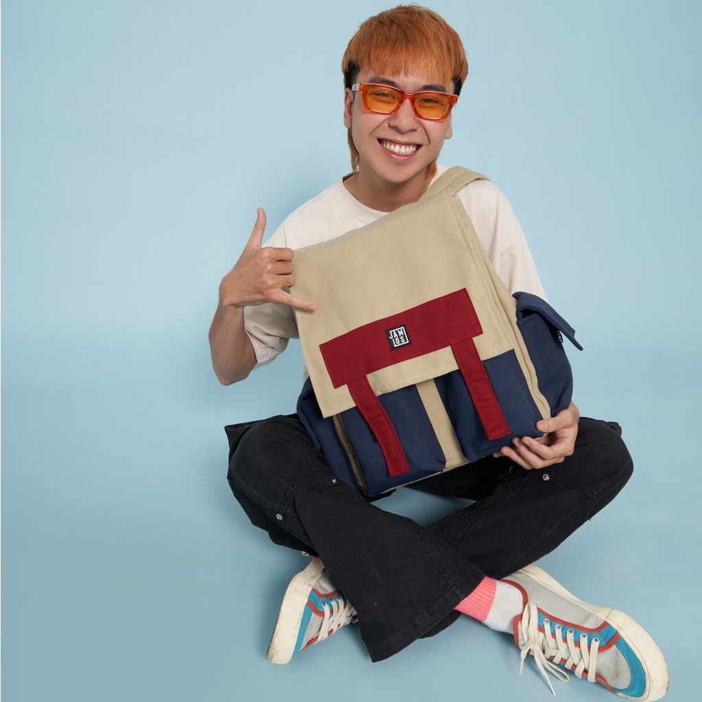 Jamlos Pocket Backpack - Balo thời trang nhiều ngăn túi hộp vải canvas đi học, đi làm, du lịch