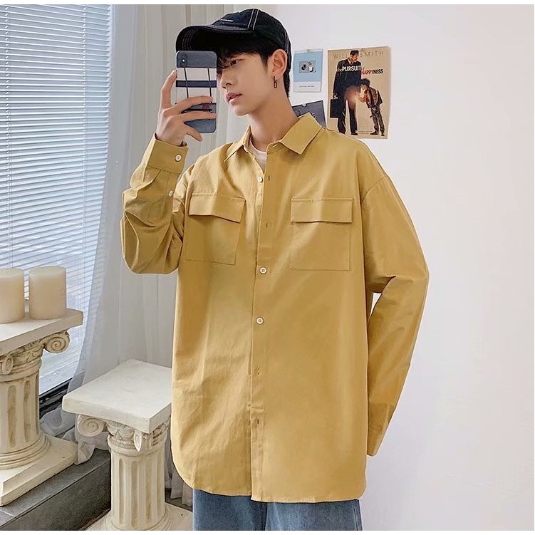 Áo sơ mi nam form rộng dài tay vải thô phong cách Hàn Quốc Quảng Châu hà nội hcm Pon.mens