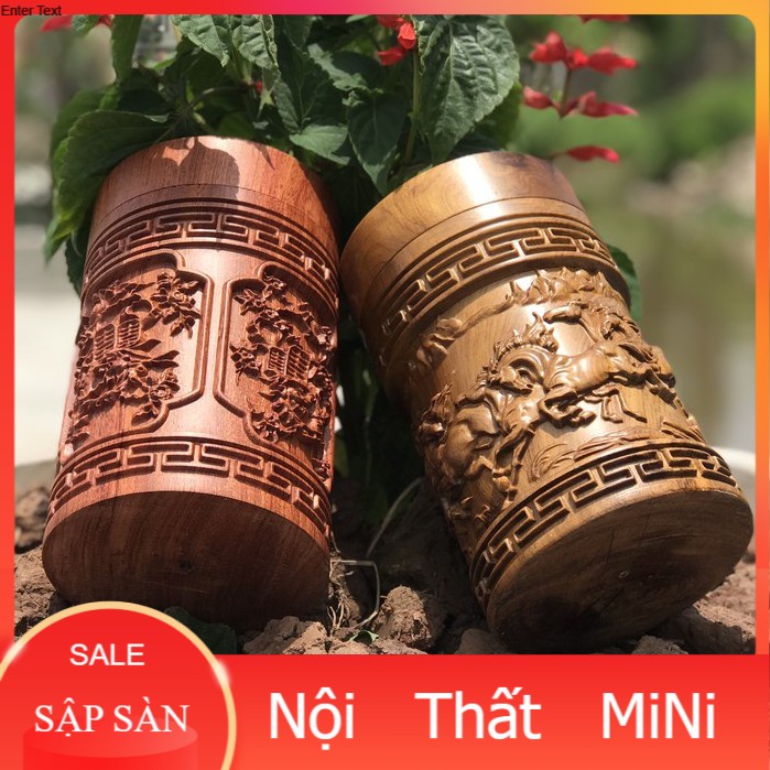 Hộp đựng chè nguyên khối đục họa tiết nổi hộp để điiì trang trí nhà cửa gỗ hương