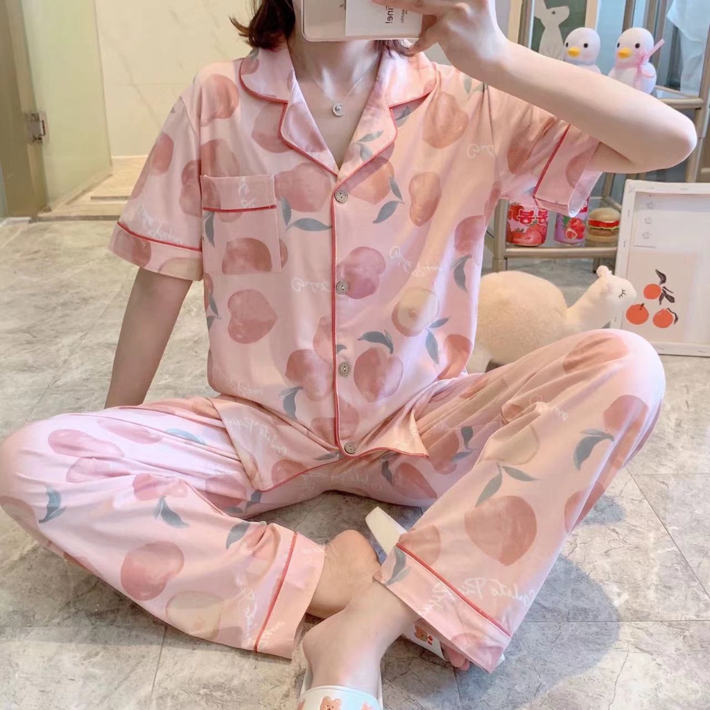 Đồ bộ pijama tay ngắn quần dài chất thun sữa mềm