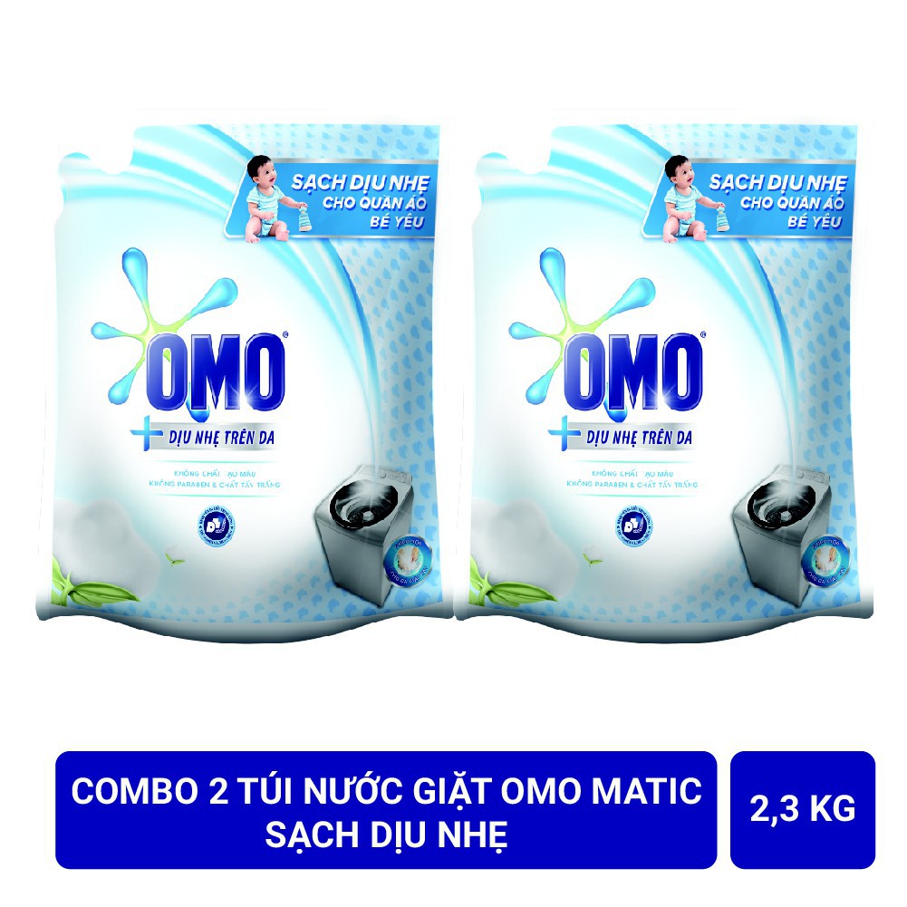 [HCM] GIÁ SỈ - Combo 2 Túi Nước giặt OMO Matic Dịu Nhẹ 2,3L