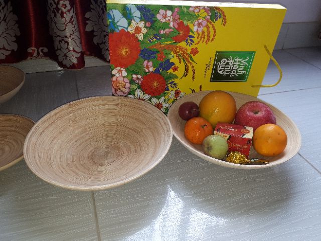 Bát tre nứa ép tròn €300cm, cao 8cm,  đựng hoa quả bánh kẹo đồ ăn