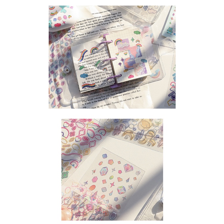 Sticker PVC Dán Trang Trí Toploader, Sổ Aurora Glass