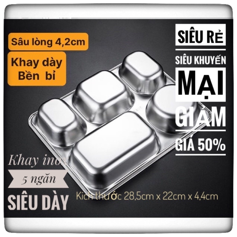 Combo Khay cơm đựng thức ăn inox