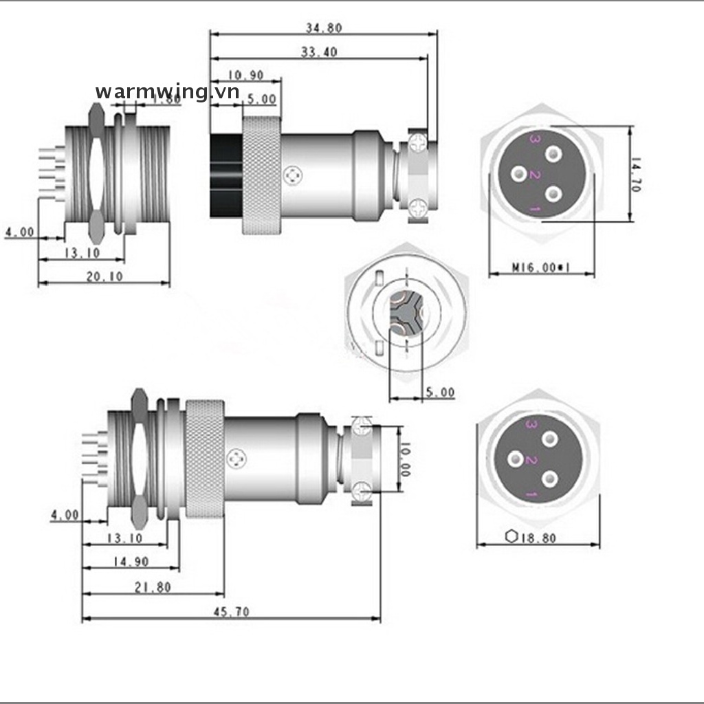Đầu nối GX16 2 - 10 pin tùy chọn số pin giao diện đầu cắm cổng cắm