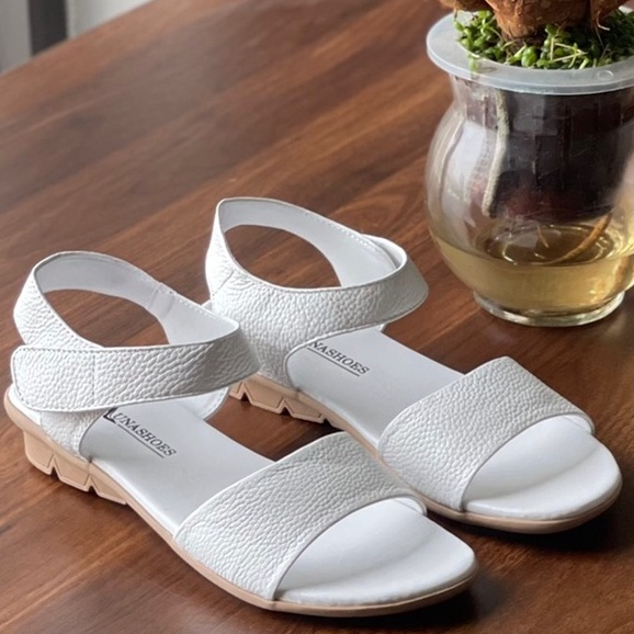 Dép sandan nữ LUNASHOES 6603 da bò mềm êm chân quai dán màu trắng nâu đen siêu xinh
