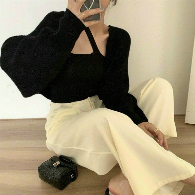 ÁO KHOÁC NGOÀI CROPTOP TAY PHỒNG THUN GÂN