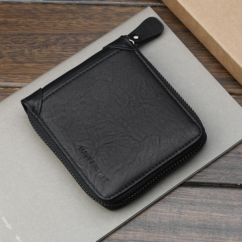 Baellerry Ví Ngắn Đựng Thẻ Phối Khóa Kéo Phong Cách retro Cho Nam