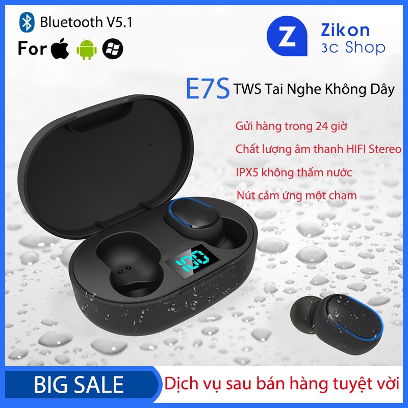 Tai Nghe Nhét Tai Không Dây E7S TWS Kết Nối Bluetooth 5.1 Chống Thấm Nước Kèm Mic