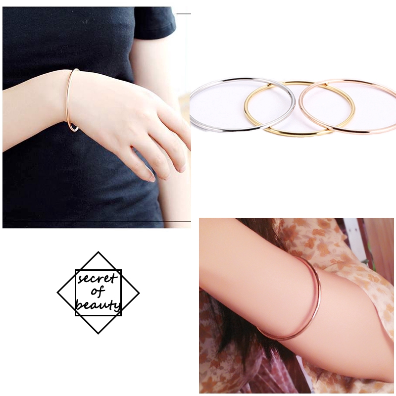 Vòng Tay Thép Titan Mạ Vàng Hồng Siêu Mỏng Phong Cách Hàn Quốc