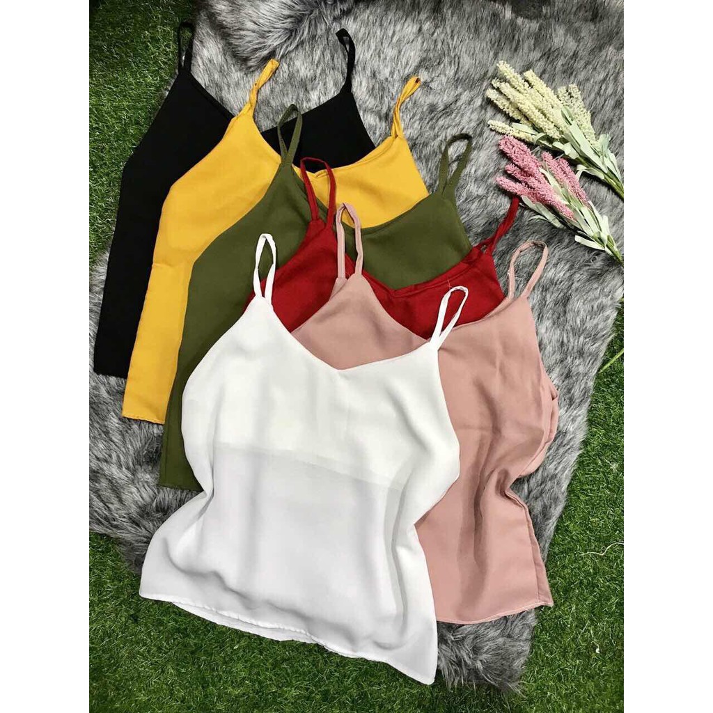 Áo hai dây voan cổ tim đơn giản quyến rũ | BigBuy360 - bigbuy360.vn