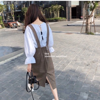 Áo thô tay bồng buộc nơ lưng