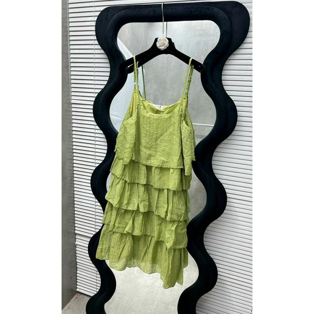 Váy tơ nhăn 2 lớp tầng nơ bồng bềnh hàng loại 1 Bani