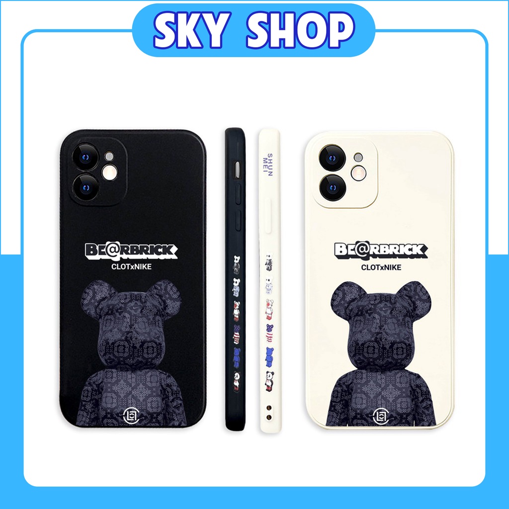 Ốp Lưng iPhone Cạnh Vuông in Hình Viền Bảo Vệ Camera Bearbricks 7plus/8plus/x/xs/11/12/13/pro/max/plus/promax