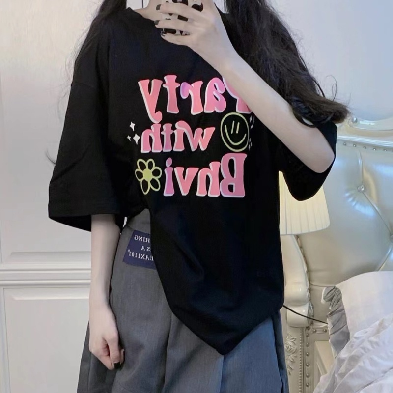 NRVP Áo Thun Cotton Tay Ngắn Cổ Tròn Màu Trơn Thời Trang Dành Cho Nữ