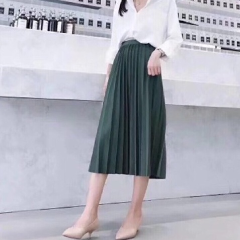 Chân váy midi xếp ly dáng dài, chân váy dài ullzang đủ màu kiểu dáng dịu dàng nữ tính