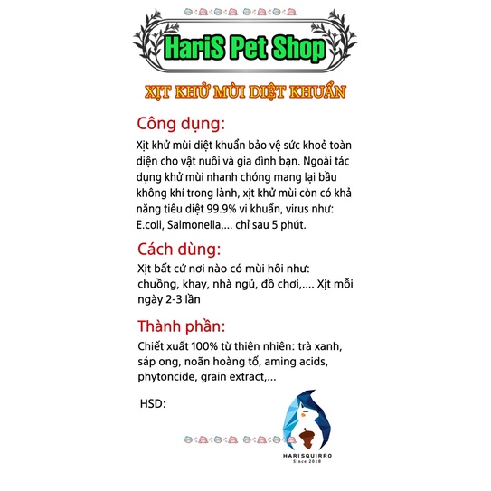 Xịt Diệt Khuẩn, Khử Mùi Cho Sóc Bông, Sóc Đất, Sóc Bay Úc,...