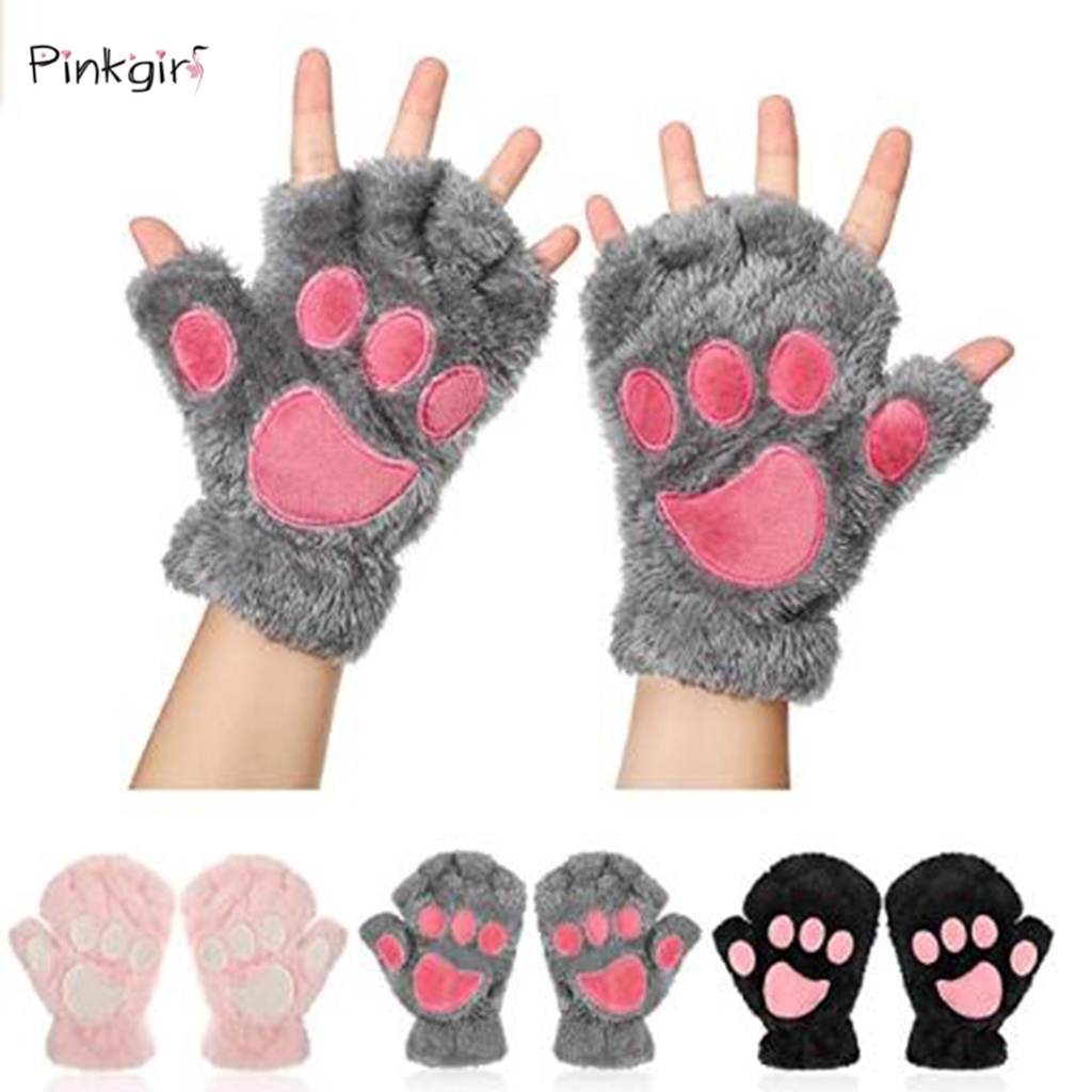 1 đôi găng tay hở ngón hình chân gấu dễ thương