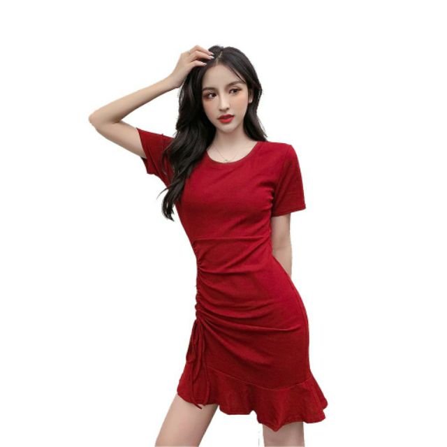 Đầm Rút Bên Đuôi Cá - có Hình thật - A2DDC
