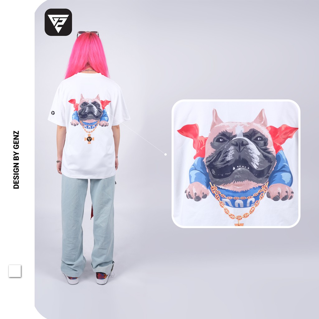 Áo thun tay lỡ GENZ phông Unisex nam nữ Cotton oversize form rộng Super Dog