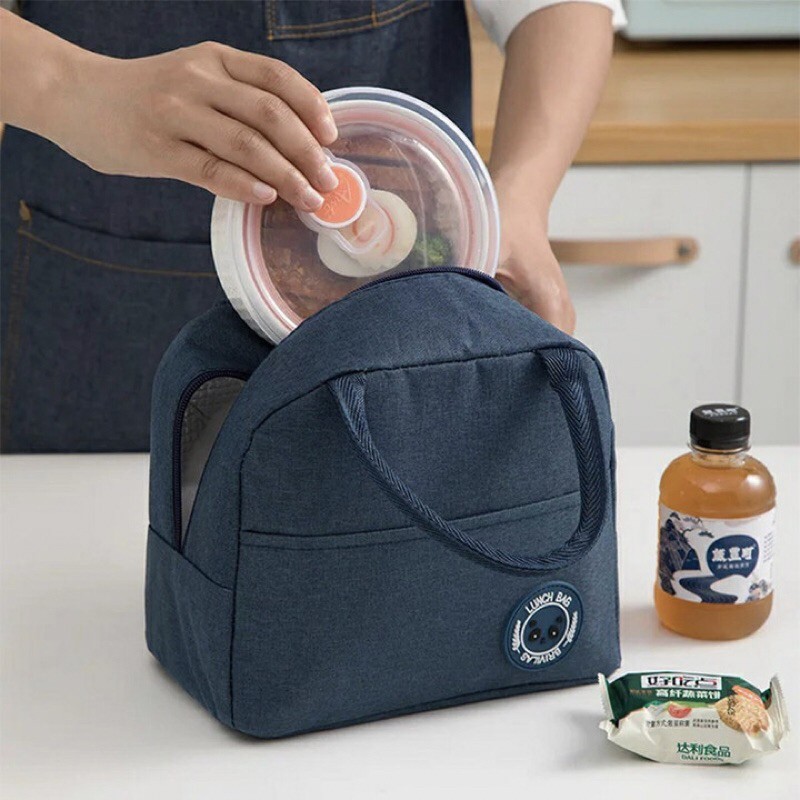 Hộp Đựng CơmTúi Đựng Cơm Giữ Nhiệt Lunch Bag 2 Lớp Có Khoá Kéo Và Quai Xách