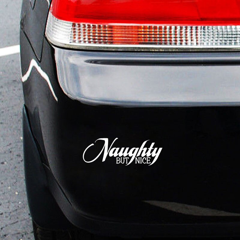 Miếng sticker Naughty But Nice dán kính chắn gió ô tô vui nhộn 18.6cmx6.5cm