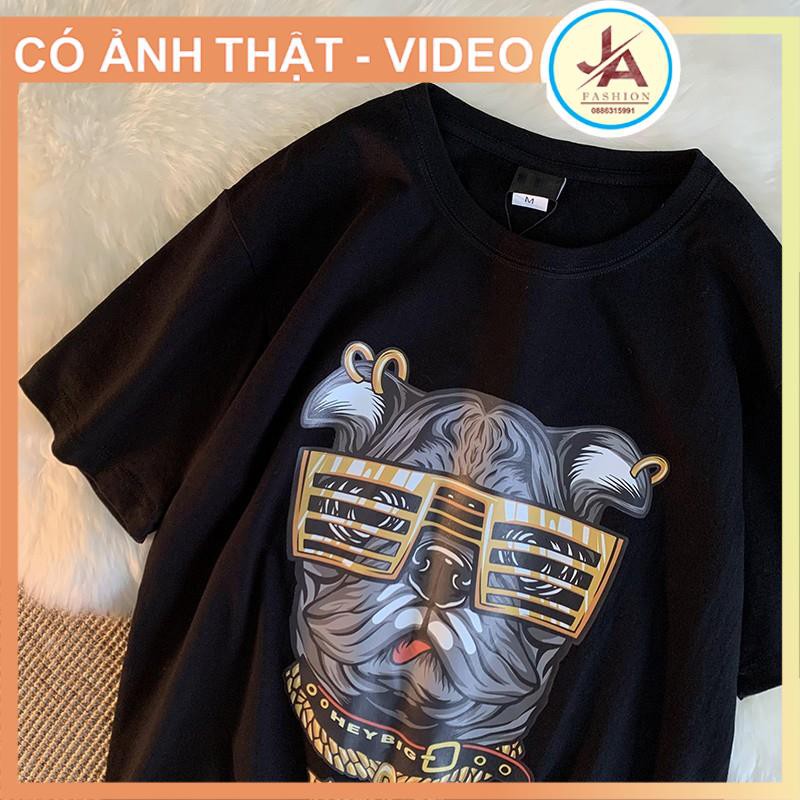 Áo Thun Nam Ngắn Tay In nổi 5D Hình Chó Đeo Kính Phong Cách Cổ Tròn Áo Phông Nam Chất Vải Cotton mềm co dãn JASHOP