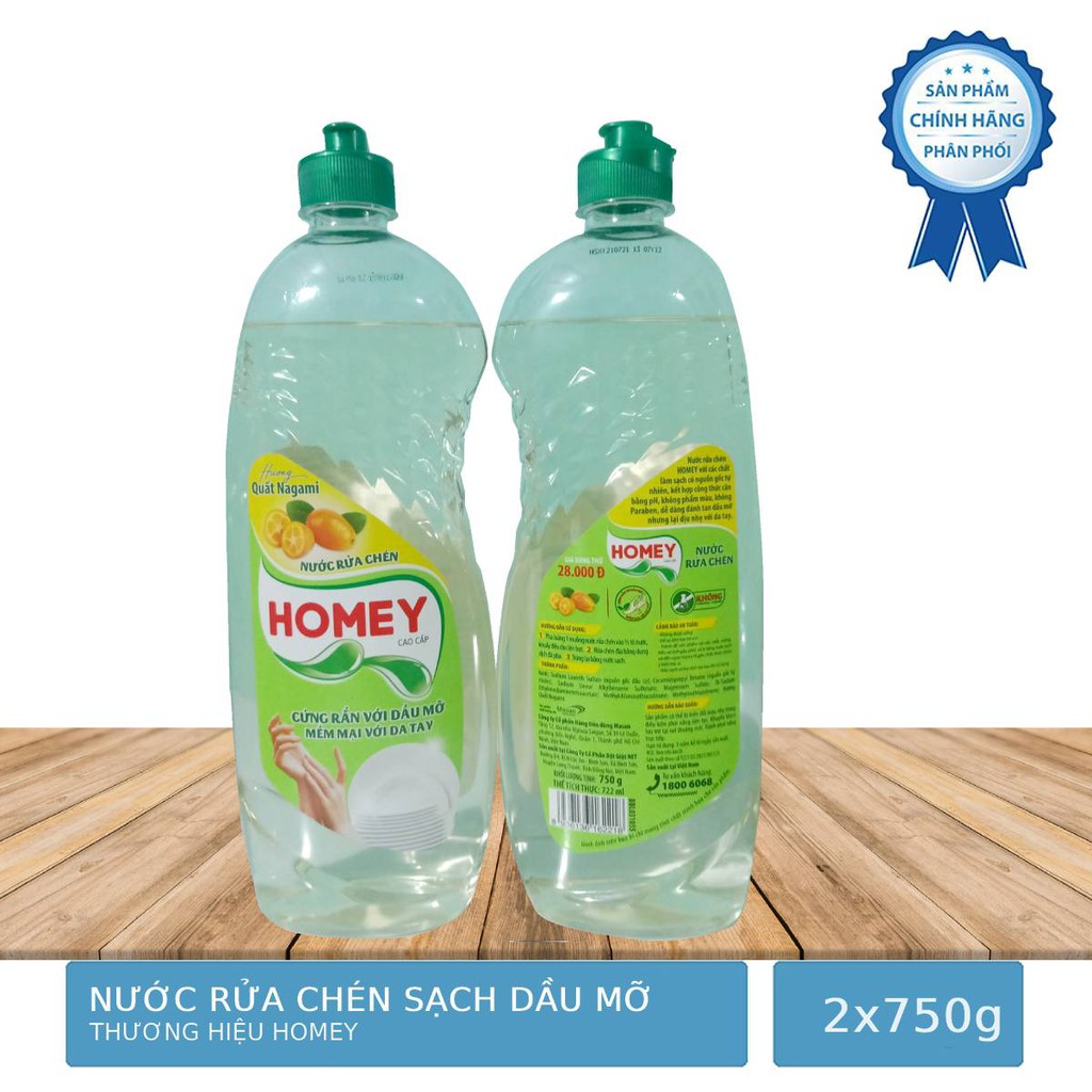 Nước Rửa Chén Sạch Dầu Mỡ Homey 750g