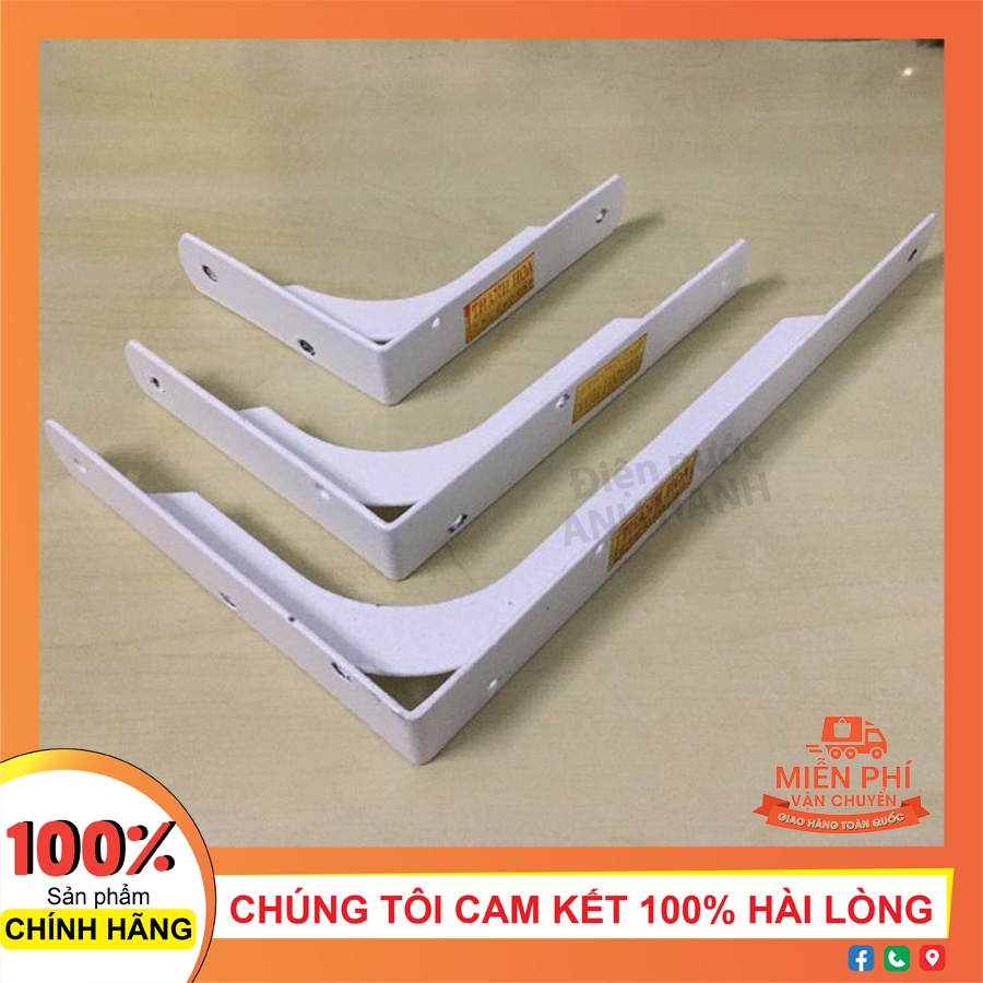 Bộ 1 đôi giá đỡ tường chữ L bắt kệ, eke gắn tường đủ size - Sơn trắng bền đẹp