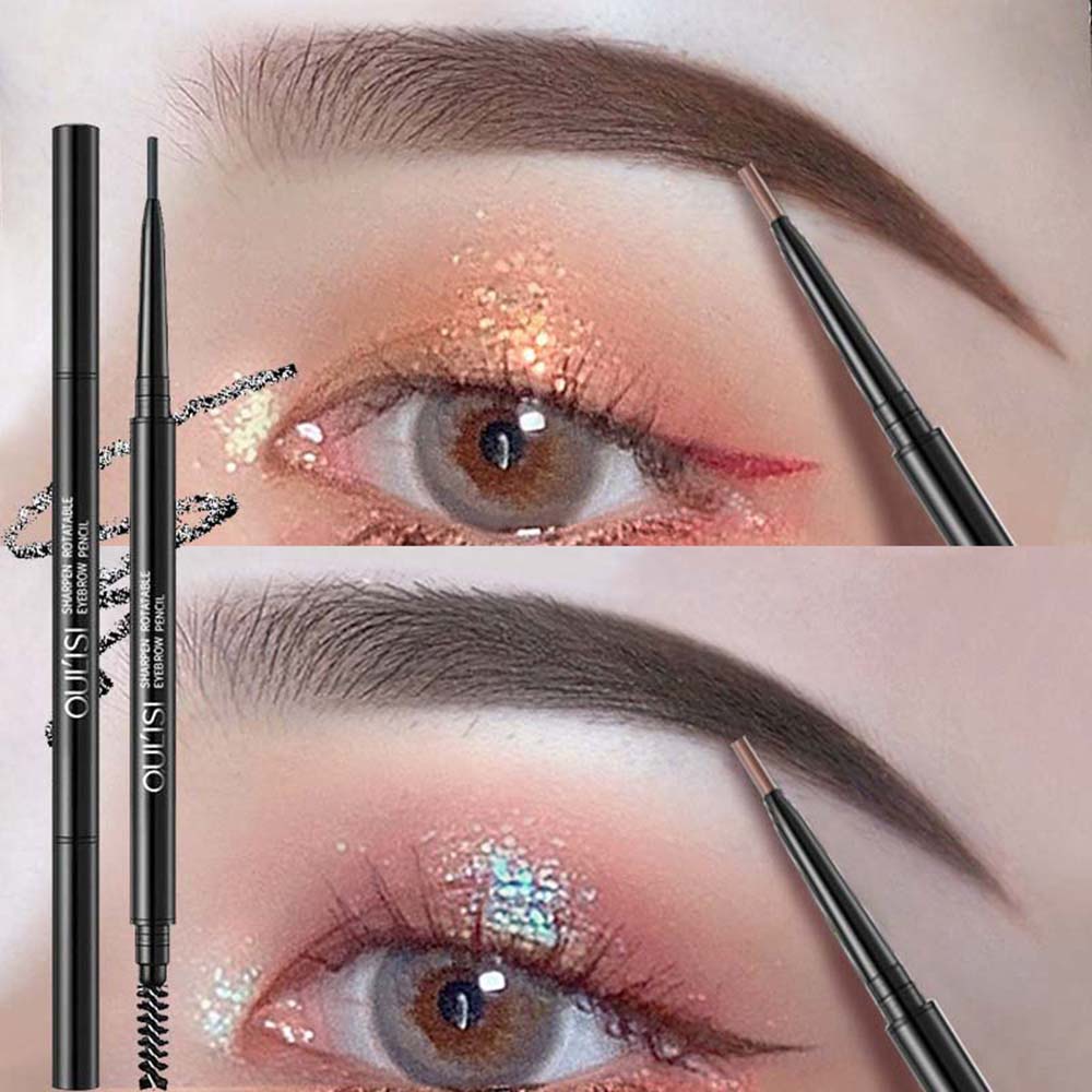 Bút Chì Kẻ Lông Mày Màu Đen / Nâu Lâu Trôi Chống Thấm Nước Tự Nhiên Thân Thiện Với Da Có Cọ Trang Điểm Hiệu OULISI
