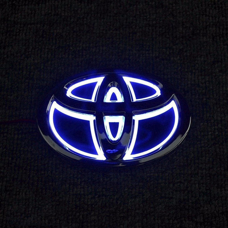 Logo Toyota có đèn LED 5D trắng/đỏ/xanh dương dán sau lưng xe hơi