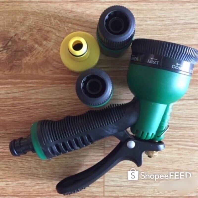 Bộ vòi tưới cây, vòi rửa xe sân vườn đa năng 6 chế độ kèm đầu nối