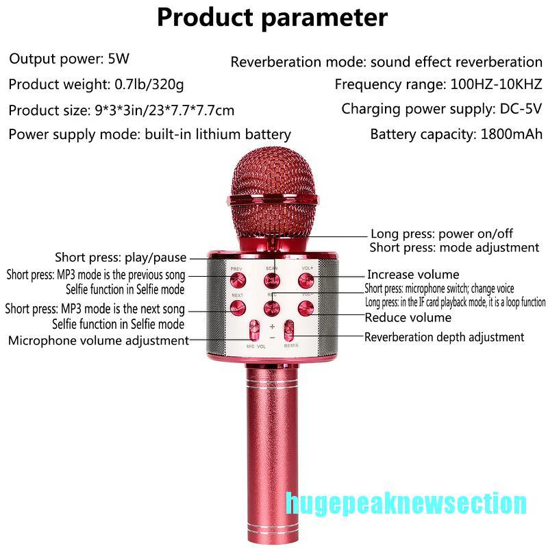 Micro Bluetooth Không Dây Hát Karaoke Cho Trẻ Em 5-12 Tuổi