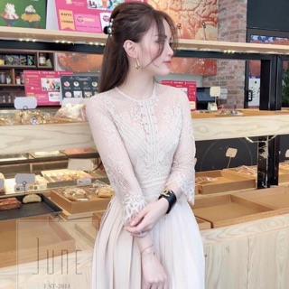 Váy ren midi xếp li pleat Zr #tqxk size 55-65kg