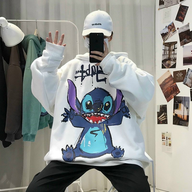 Áo HOODIE STITCH VẼ TRƯỚC Cao Cấp Nam Nữ Chất Nỉ Bông Ngoại Dày Dặn