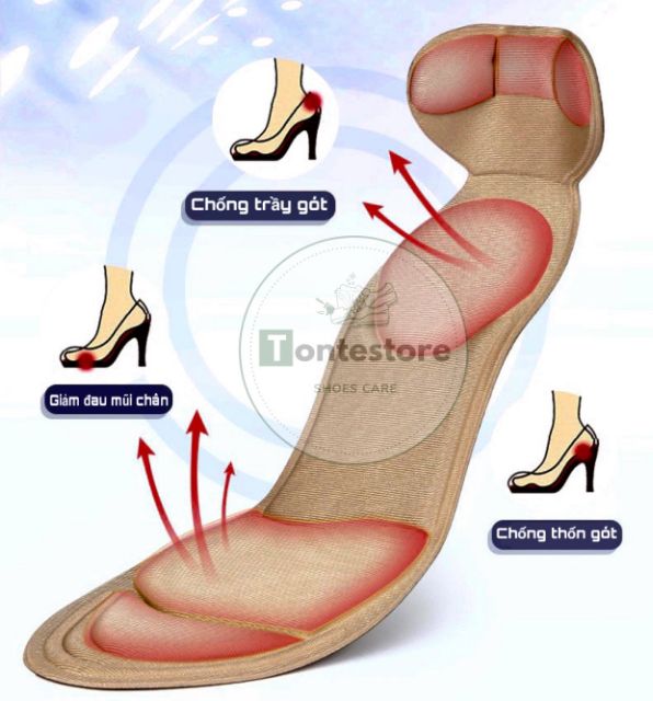 Lót giày cao gót mềm bảo vệ khớp bàn chân, chống đau chân - loại nguyên bàn cao cấp (1 cặp) LOTCG02