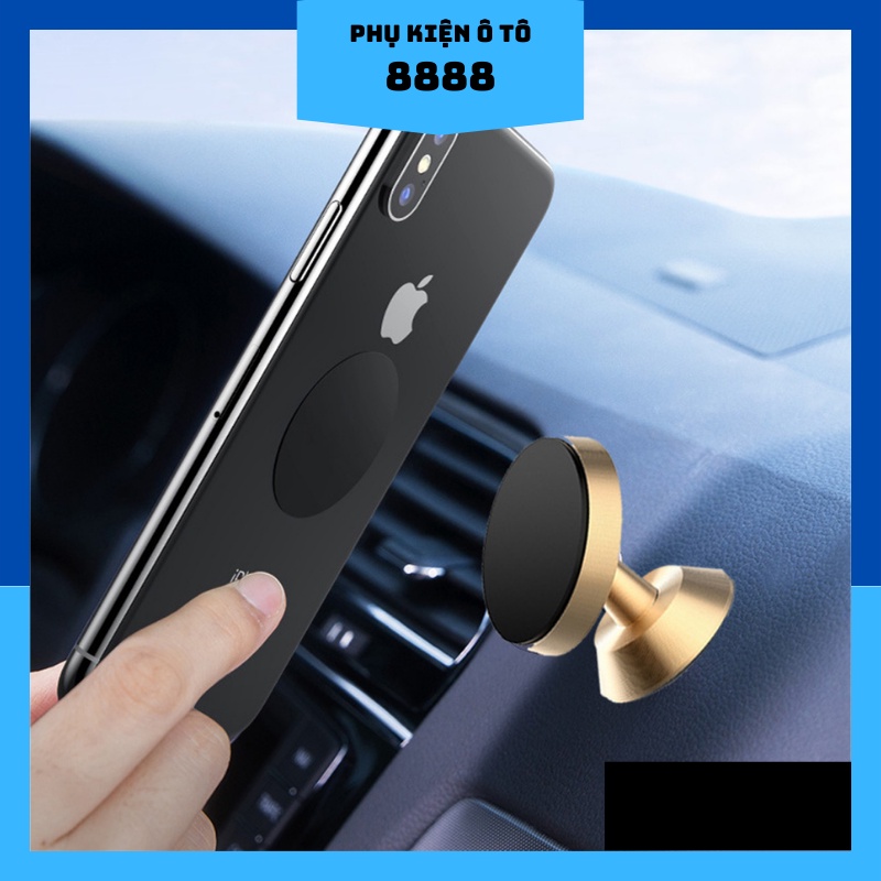 Đế Đỡ Điện Thoại Nam Châm 8888 Xoay 360 Độ Nhỏ Gọn Màu Đen/ Xám Từ Tính Mạnh Chắc Chắn