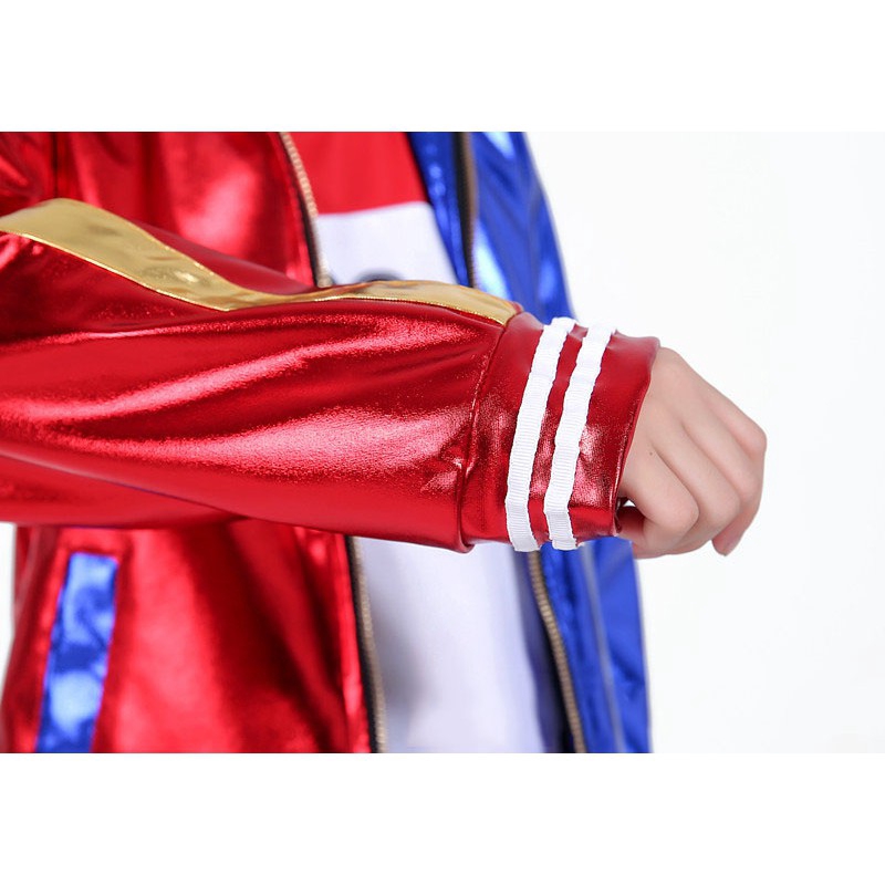 Bộ áo khoác + áo thun + quần short + găng tay hóa trang nhân vật Harley Quinn Suicide Squad