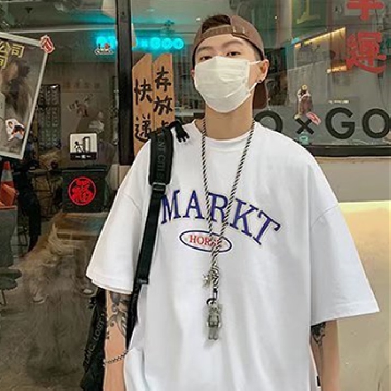 Áo Thun Nam Dáng Rộng In Chữ Phong Cách Hip Hop Nhật Bản Thời Trang Mùa Hè Cỡ Lớn M-5XL