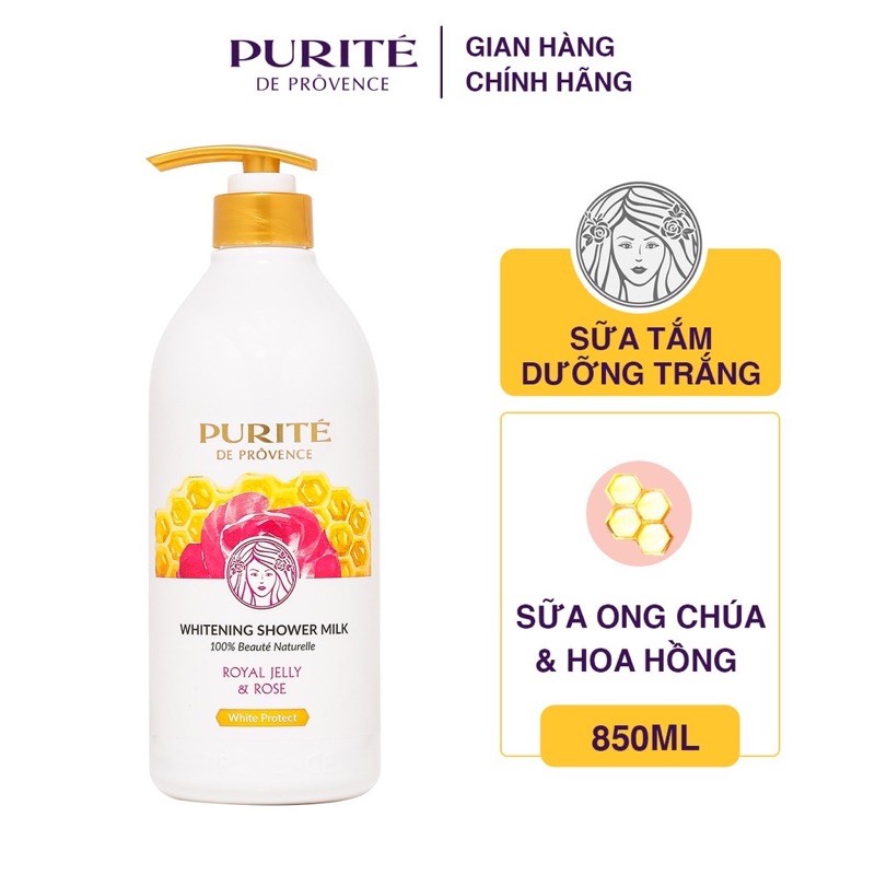 Sữa Tắm Purité Dưỡng Ẩm Sữa Ong Chúa & Hoa Anh Đào 850ml