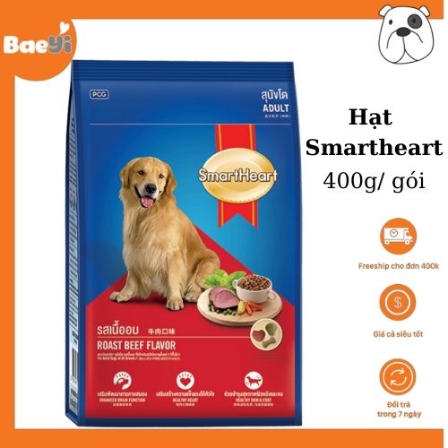Thức ăn cho chó Smart heart vị bò 400g, tăng cường miễn dịch tiêu tiêu hóa, thức ăn cho thú cưng - BaeYi petshop